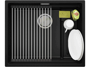 Гранитна мивка без отцедник и с пространство за аксесоари и дъска за рязане Осло 40 Pocket + безплатно